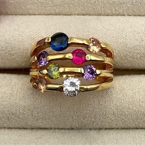 Fashion Jewelry Multicolor Gemstone Gold Ring